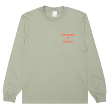 Load image into Gallery viewer, Champagne &amp; OJ Gang long sleeve (stonewashed green) tee front 