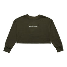 Load image into Gallery viewer, Death By Mimosa Champagne Drop Shoulder Crop Pullover Sweater (Army Green) Front