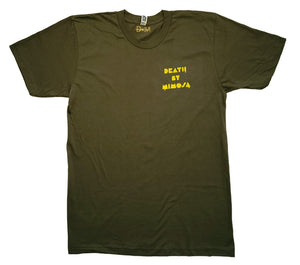 Death By Mimosa Sprayed Tee (Army Green & Citrus)